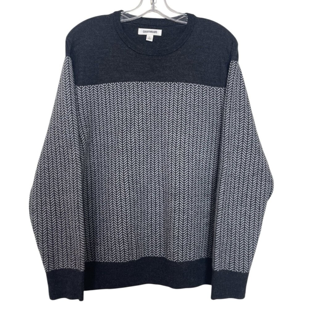 Goodthreads Sweater Mens‎ Size Large Gray Wool Blend Long Sleeve